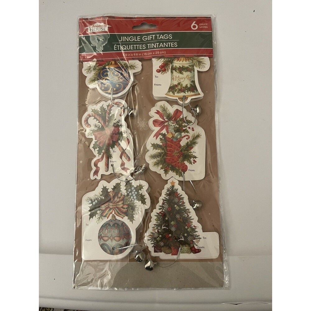 Christmas House Jingle Bell Gift Tags - 6 Pack